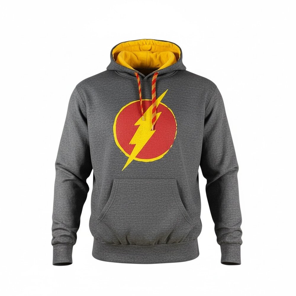 DC Comics Six Flags The Flash Red Unisex Gray Pullover Sweatshirt Hoodie Size XL